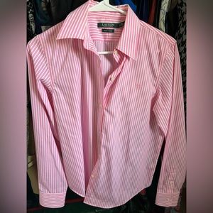 lauren by Ralph Lauren Pink stripe button down